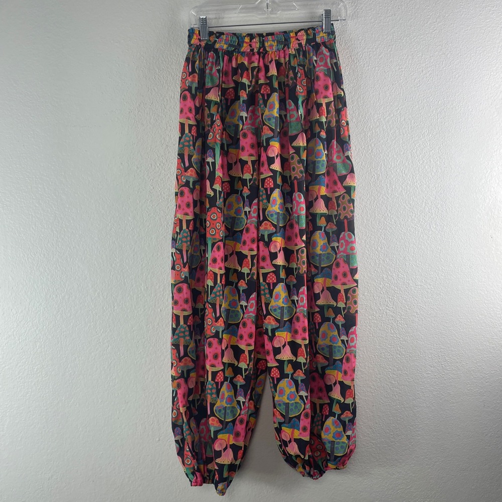 Rhea Mushroom Print Pants Small/Medium Boho Psychedelic Hippie Festival Indie